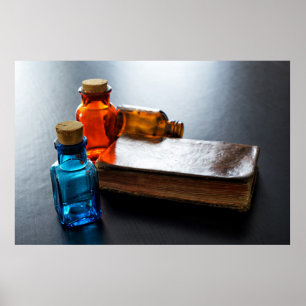 Pôster Óculos vintage para medicina e livro antigo