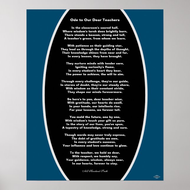 Poster Ode aos Nossos Queridos Professores Cartaz de Poem (Frente)