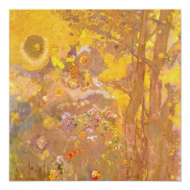 Pôster Odilon Redon - Árvore em fundo amarelo (Frente)