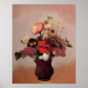 Poster Odilon Redon - Flores em um Vaso Marrom,