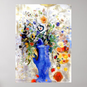 Pôster Odilon Redon - Grande Buquê em Pastel Blue Vase