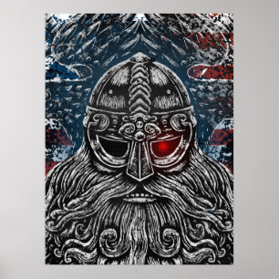 Poster Odin ravens e espadas Viking Mythology bandeira do