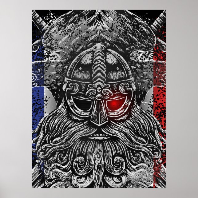 Poster Odin ravens espadas Viking Mythology Bandeira Fran (Frente)