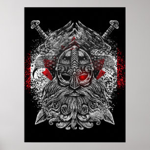 Poster Odin ravens swords Viking Mythology Canada flag