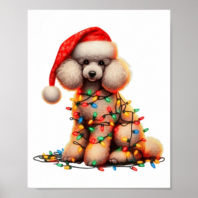 Poster Odle Dog Christmas Lights Santa Hat Dog Lover Prem (Frente)