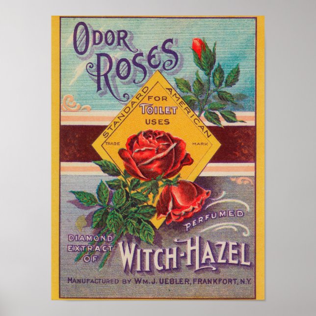Pôster Odor Rosa Rótulo de Risco de BruxaFrankfort, NY (Frente)