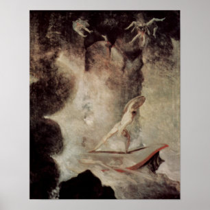 Pôster Odysseus na frente de Scylla e de Charybdis
