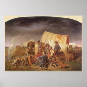 Pôster Oeste americano do vintage, conselho na pradaria