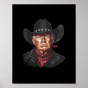 Poster Oeste Cowboy Engraçado Donald Trump Bandeira dos E