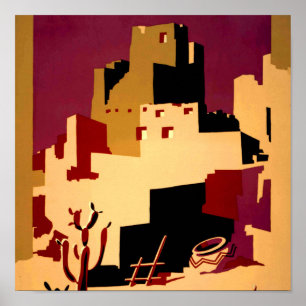 Pôster Oeste do Sudoeste Pueblo WPA Nacional