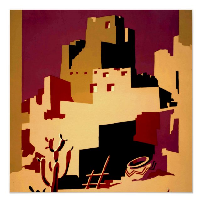 Pôster Oeste do Sudoeste Pueblo WPA Nacional (Frente)