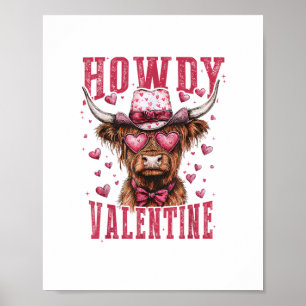 Poster Oeste Howdy Highland Dia de os namorados Highland