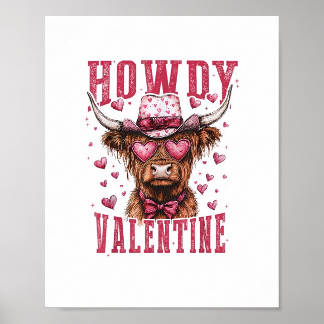 Poster Oeste Howdy Highland Dia de os namorados Highland (Frente)