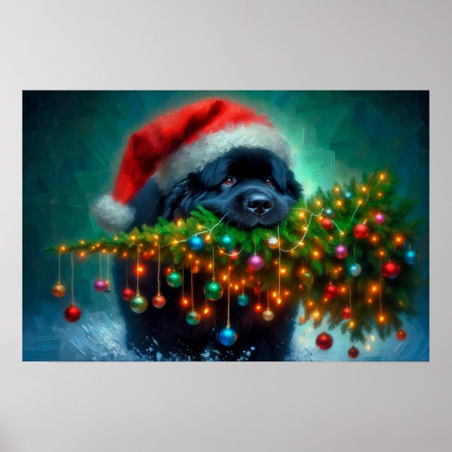 Poster of Newfie Carrying a Christmas Tree (Frente)