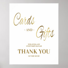 Poster Ofertas de cartões Obrigado Chá de fraldas Dourado