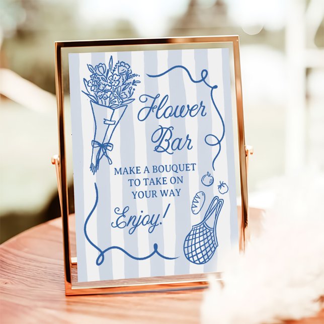 Poster Off The Market Hand Drawn Bridal Shower Flower Bar (Criador carregado)