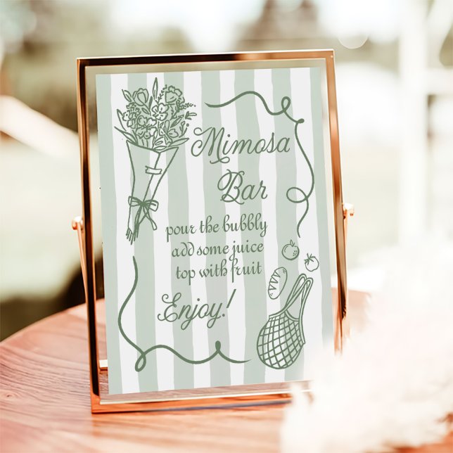 Poster Off The Market Hand Drawn Bridal Shower Mimosa Bar (Criador carregado)