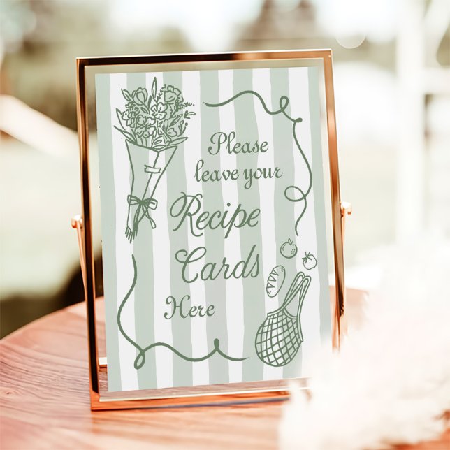 Poster Off The Market Hand Drawn Bridal Shower Recipe (Criador carregado)