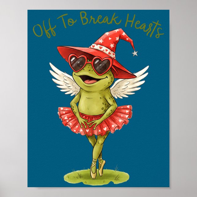 Poster Off To Break Hearts Funny Frog Valentines Women Gi (Frente)