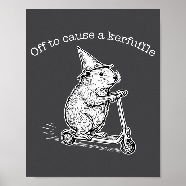 Poster Off To Cause A Kerfuffle Funny Capybara Scooter Ch (Frente)