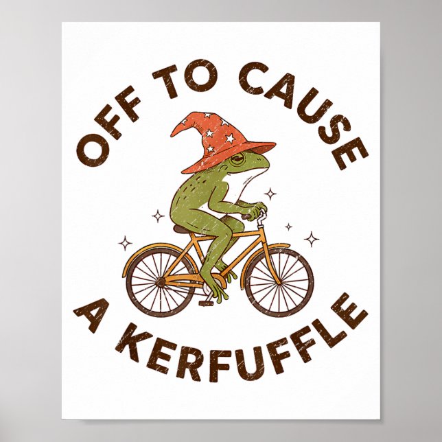 Poster Off To Cause A Kerfuffle Funny Cowboy Frog Meme  (Frente)