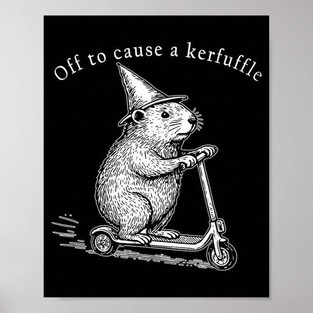 Poster Off To Cause A Kerfuffle Funny Groundhog Scooter _ (Frente)