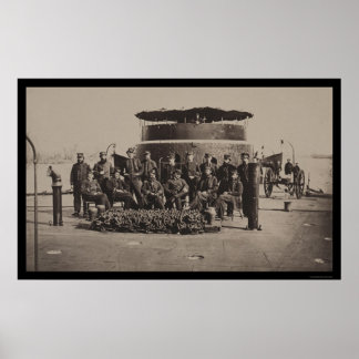 Pôster Oficiais no convés do monitor 1861 do USS