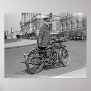 Poster Oficial de Polícia de Motocicleta, 1924. Foto Anti
