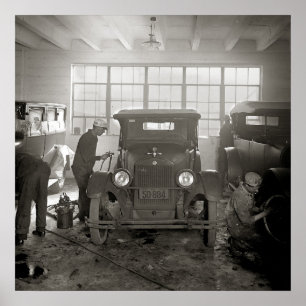 Pôster Oficina de carroceria, 1926. Foto antiga