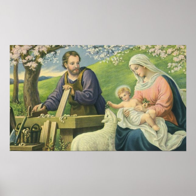 Poster Oficina de José com Maria e Menino Jesus (Frente)