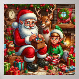 Poster Oficina de Papais noeis de Natal Festivos