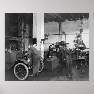 Poster Oficina de reparações do automóvel, 1919. Foto 