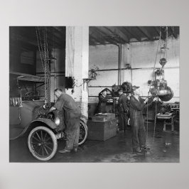 Poster Oficina de Reparo de Automóveis, 1919. Foto Antiga