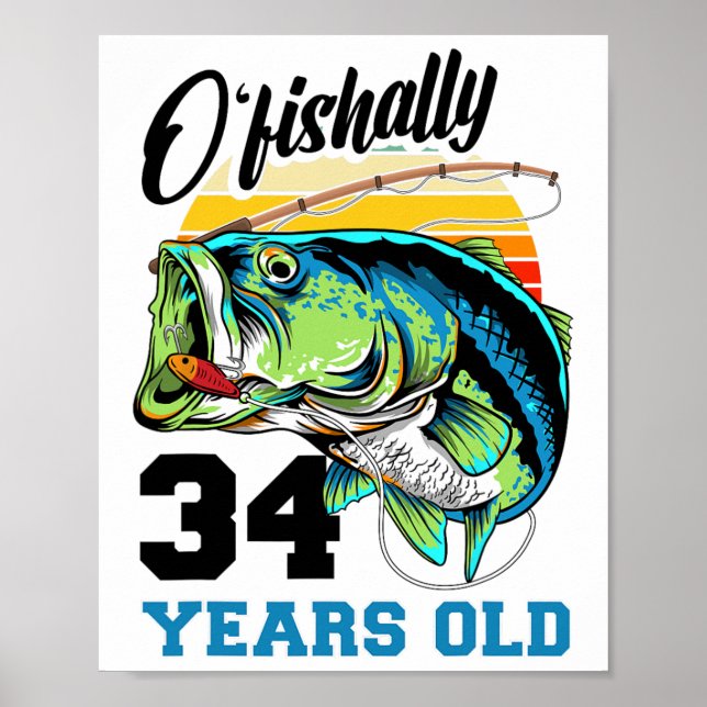 Poster Ofishally &#;  Years Old &#; th Birthday Fishing B (Frente)