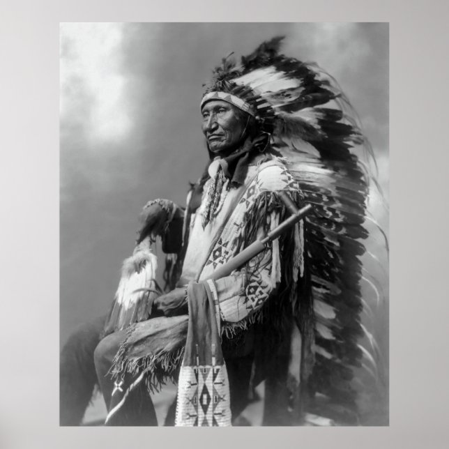 Poster Oglala Sioux Chefe Rocky Bear c. 1899 (Frente)