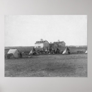 Pôster Oglala Tipi em frente à Escola dos Índios dos Esta