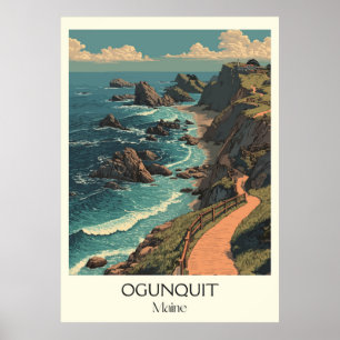 Poster Ogunsair Maine Vintage Costal Cliff Walk Art