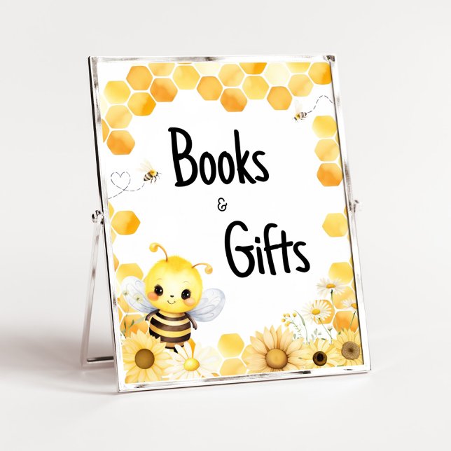 Poster Oh Babee Bee Chá de fraldas Books e presentes (Oh Babee Baby Shower Books and Gifts Sign )