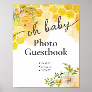 Poster Oh Baby Abelha Mel Foto Chuveiro Livro de Visitas