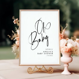 Poster Oh Baby Minimalist Elegant Script manuscrito