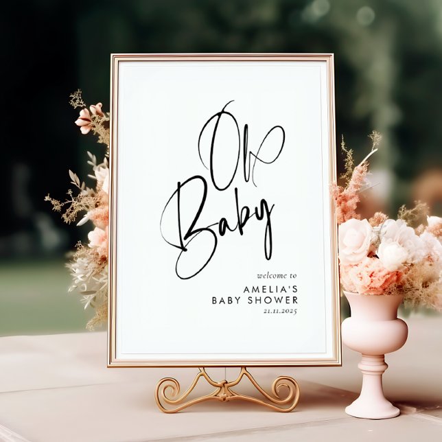 Poster Oh Baby Minimalist Elegant Script manuscrito (Criador carregado)