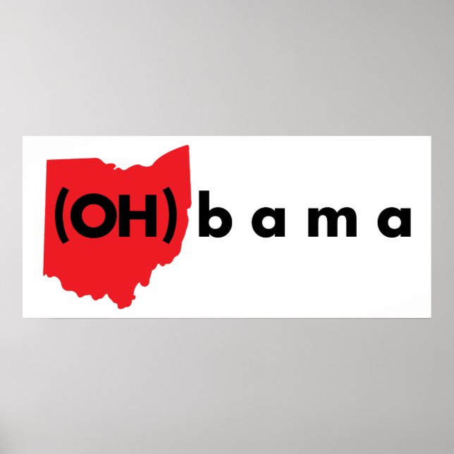 Poster (OH)bama - Vermelho e Preto (Frente)