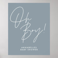 oh Boy chá de fraldas script moderno baby blue ele