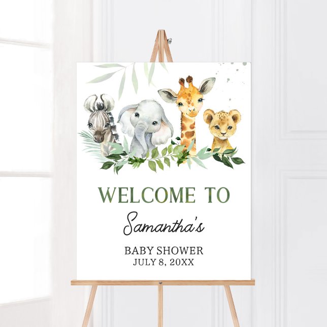Poster Oh Boy Safari Chá de fraldas Bem-vindo (Jungle Safari Baby Shower Welcome Sign)