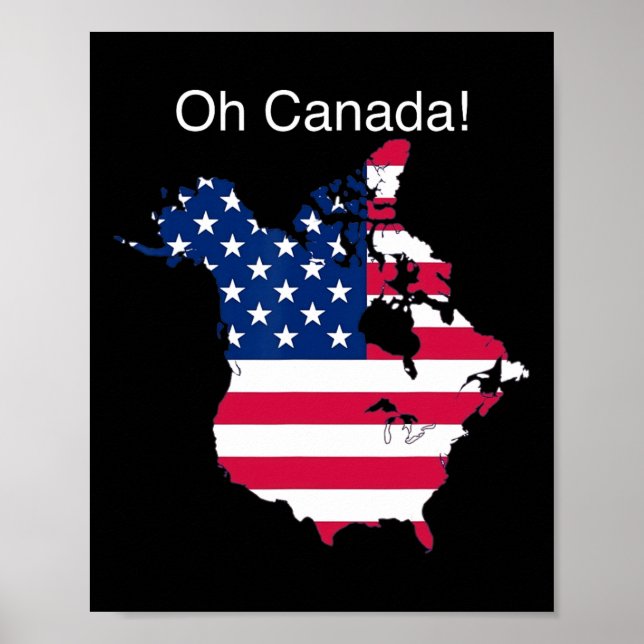 Poster Oh Canadá Engraçado Mapa Dos Eua 2 (Frente)