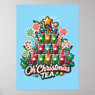 Poster Oh Chá de Natal - Boba Bubble Tea Holiday Engraçad