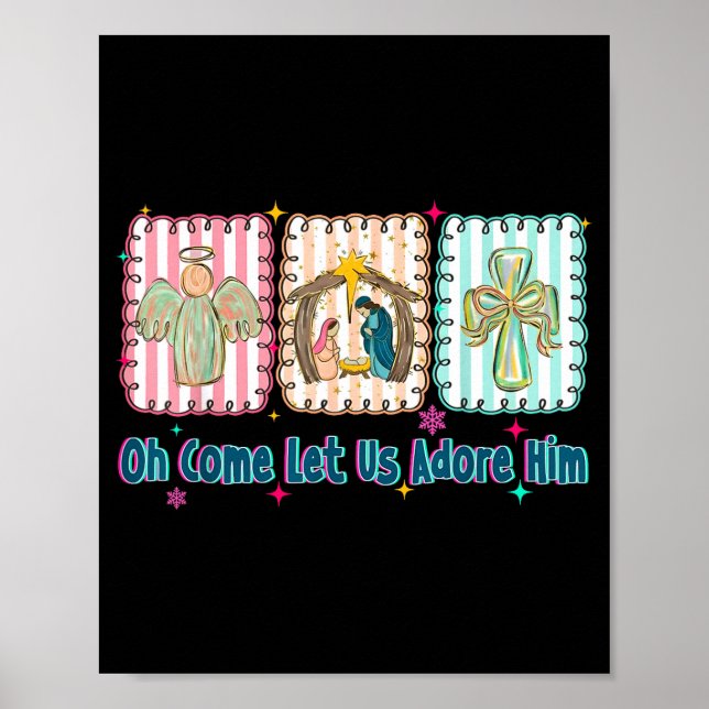Poster Oh Come Let Us Adore Him Christian Christmas Coque (Frente)