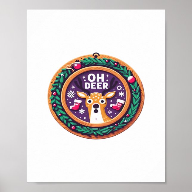 Poster Oh Deer Christmas Festive Holiday Design  (Frente)