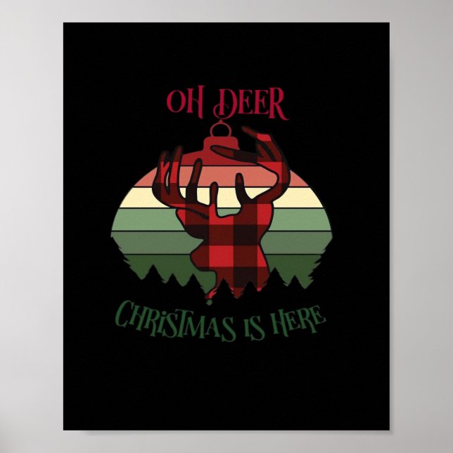 Poster Oh Deer Christmas Is Here Joyful Aesthetic  (Frente)