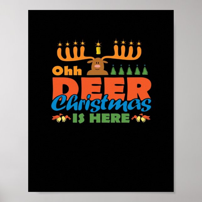 Poster Oh Deer Christmas Too Classic Holiday Style  (Frente)